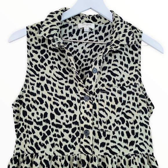 Umgee Green & Black‎ Printed Partial Button Down Shirt Dress Size Small - Picture 4 of 6